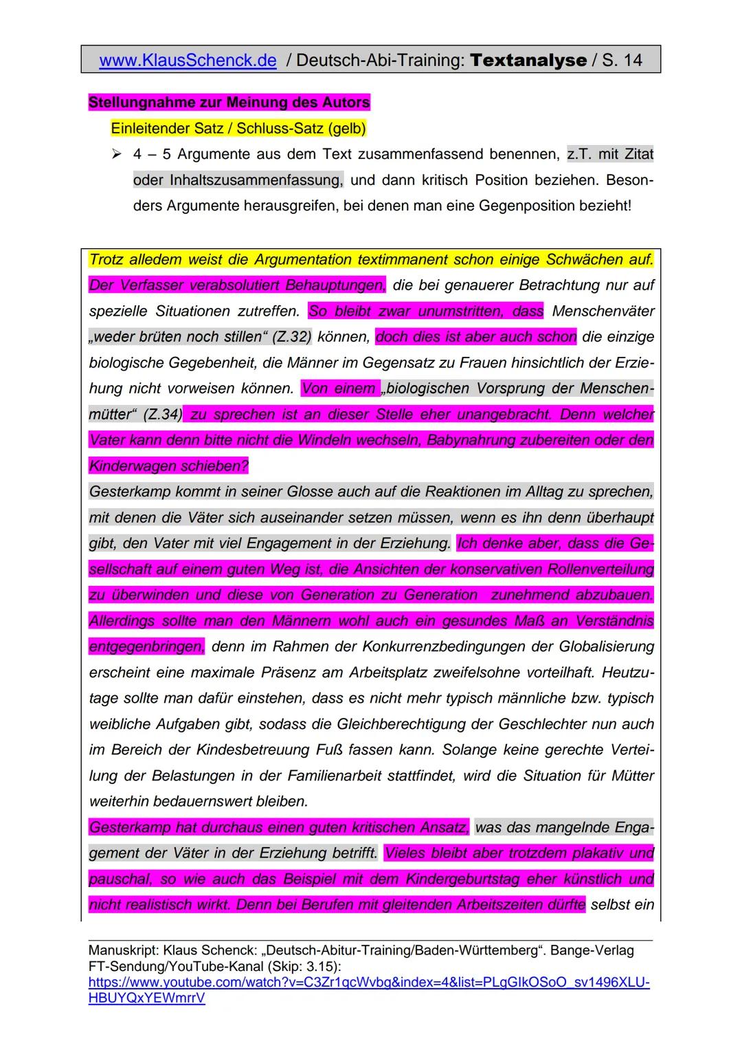 www.KlausSchenck.de/ 6-stündige KA / Schenck / Deutsch /
KA-Lösung: Textanalyse / ,,Ich bin ein Krisenkind" / Seite 1 von 4
Aufgabenstellung