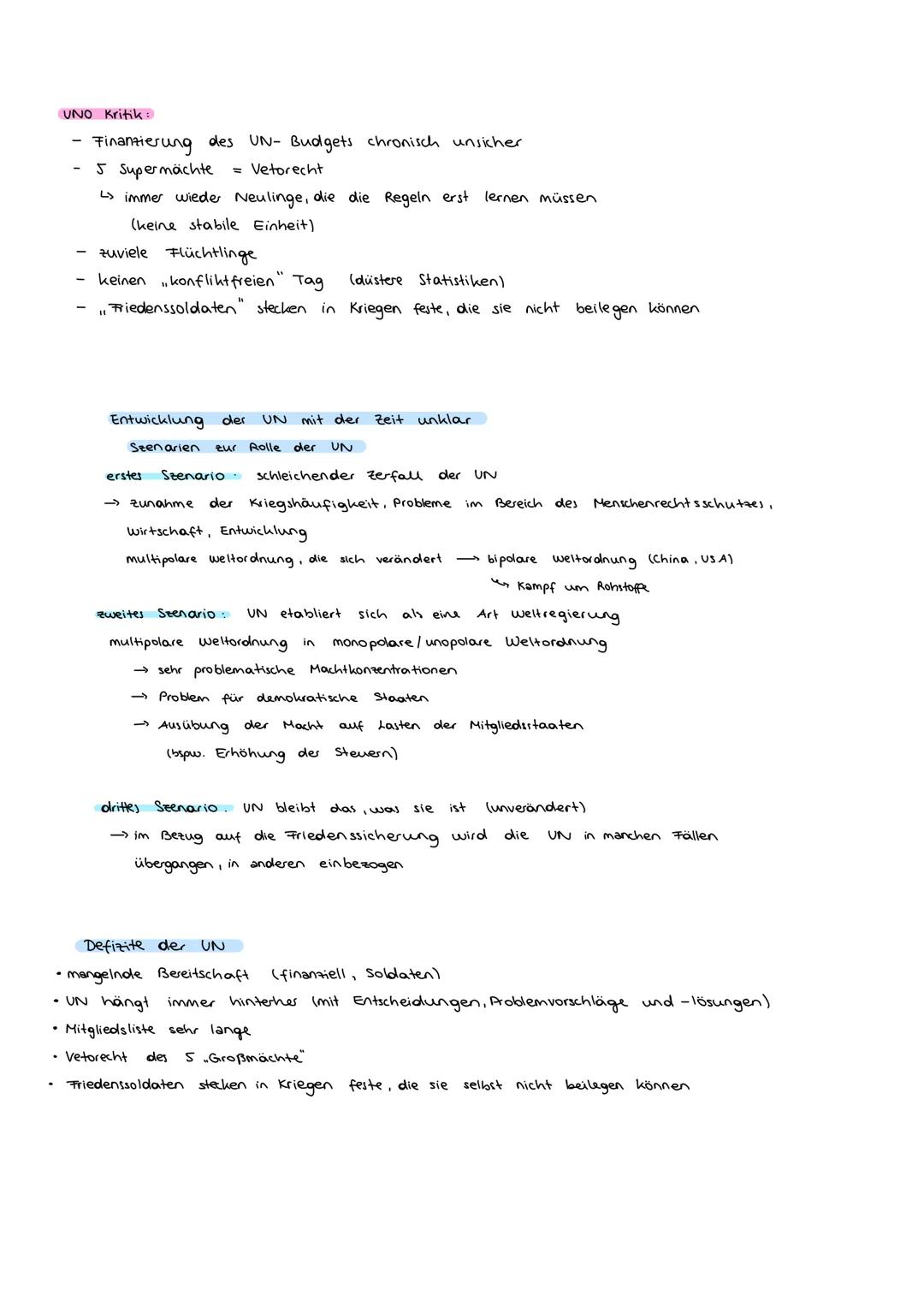 die UNO
Nach folgeorganisation des Völkerbundes
Ziele der UN
wahrung oder Wiederherstellung des Weltfriedens & der internationalen Sicherhei