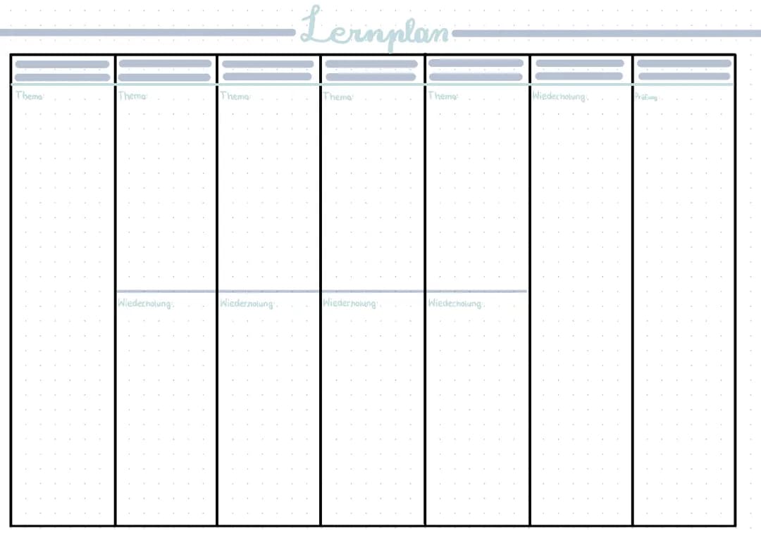 Lernplan Vorlage für Schüler - Einfach PDF Ausdrucken & lernen!