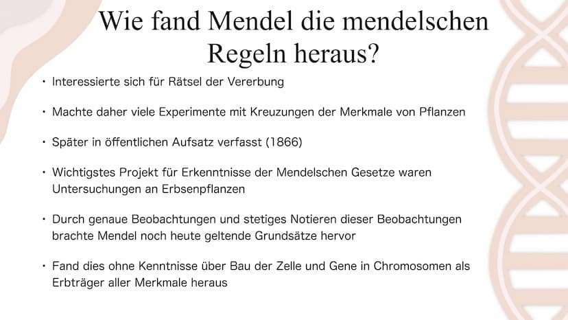 Die Mendelschen Regeln
Gregor Mendel Gliederung
1. Wer war Gregor Mendel?
2. Wie fand Mendel die meldelschen Regeln heraus?
3. Grundlagenwis