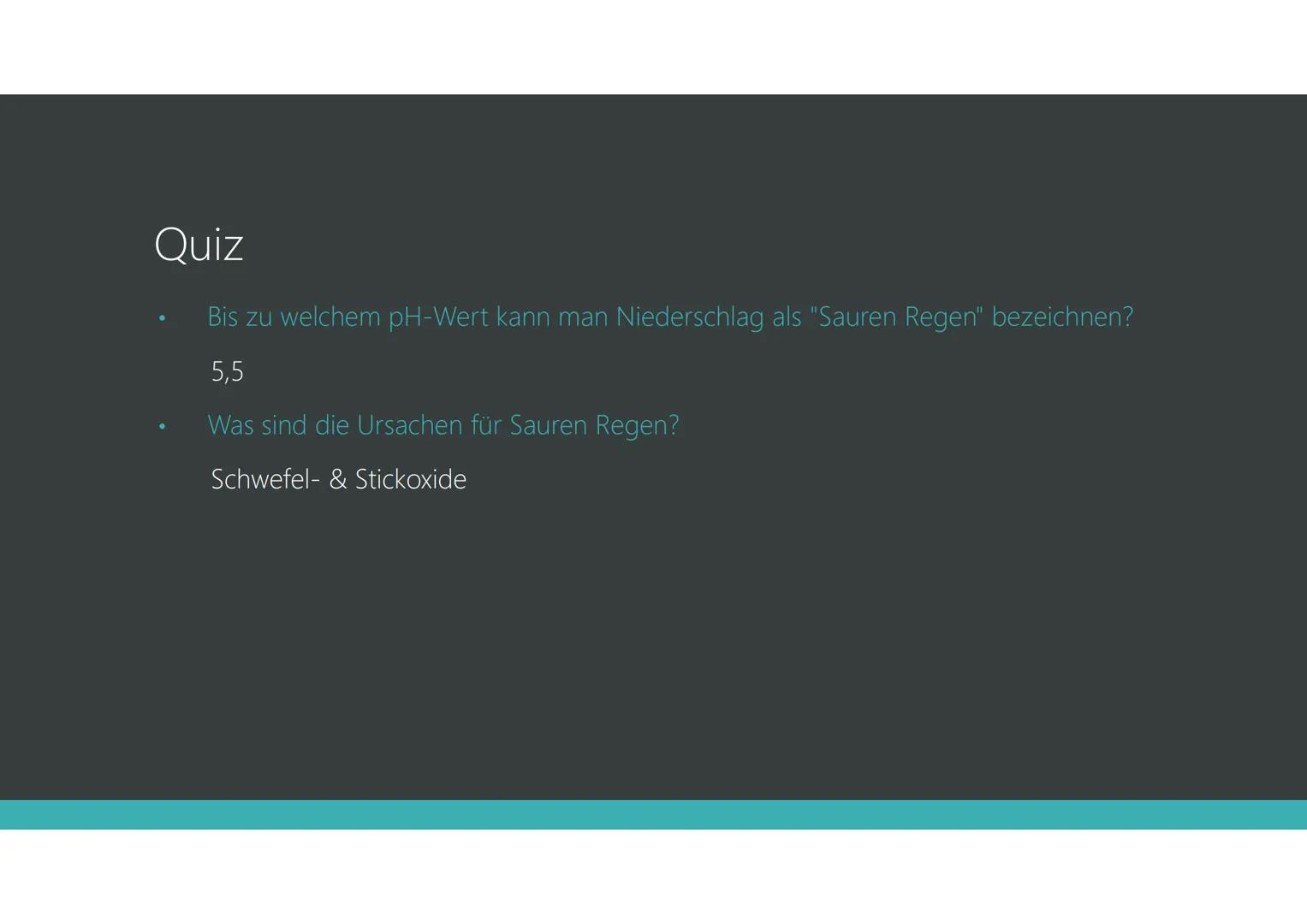 Saurer Regen
JANA ELVERS & LUISE HAMSCH, 8C Gliederung
• Allgemein
• Ursachen
●
Entstehung
●
Auswirkungen
Gegenmaßnahmen
Reaktionsgleichunge