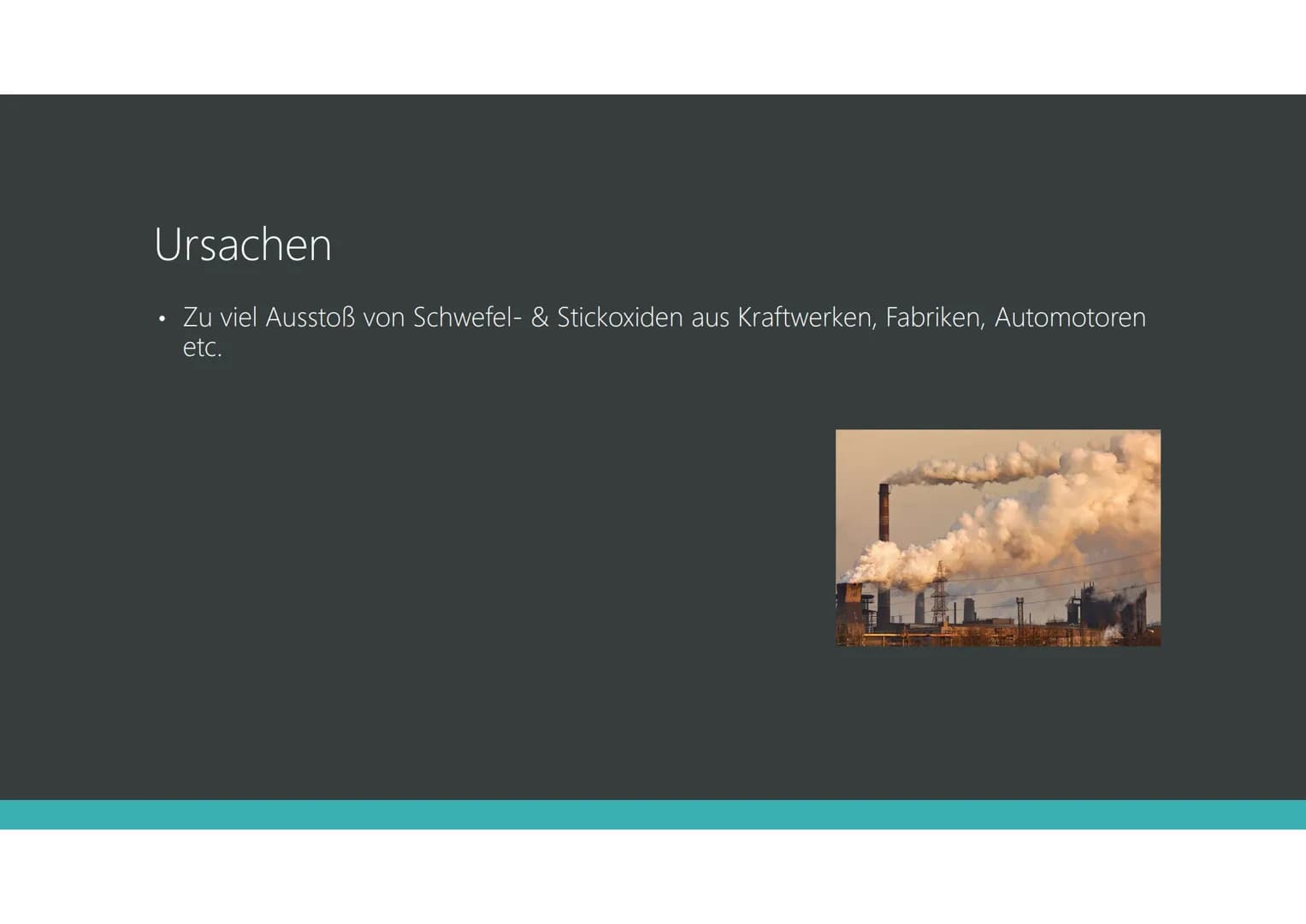 Saurer Regen
JANA ELVERS & LUISE HAMSCH, 8C Gliederung
• Allgemein
• Ursachen
●
Entstehung
●
Auswirkungen
Gegenmaßnahmen
Reaktionsgleichunge