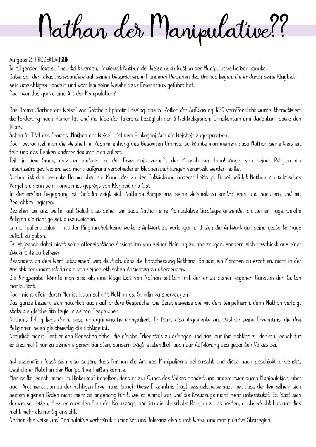 Nathan der Weise Zusammenfassung und Interpretation | Szenenanalyse, Zitate, Thema