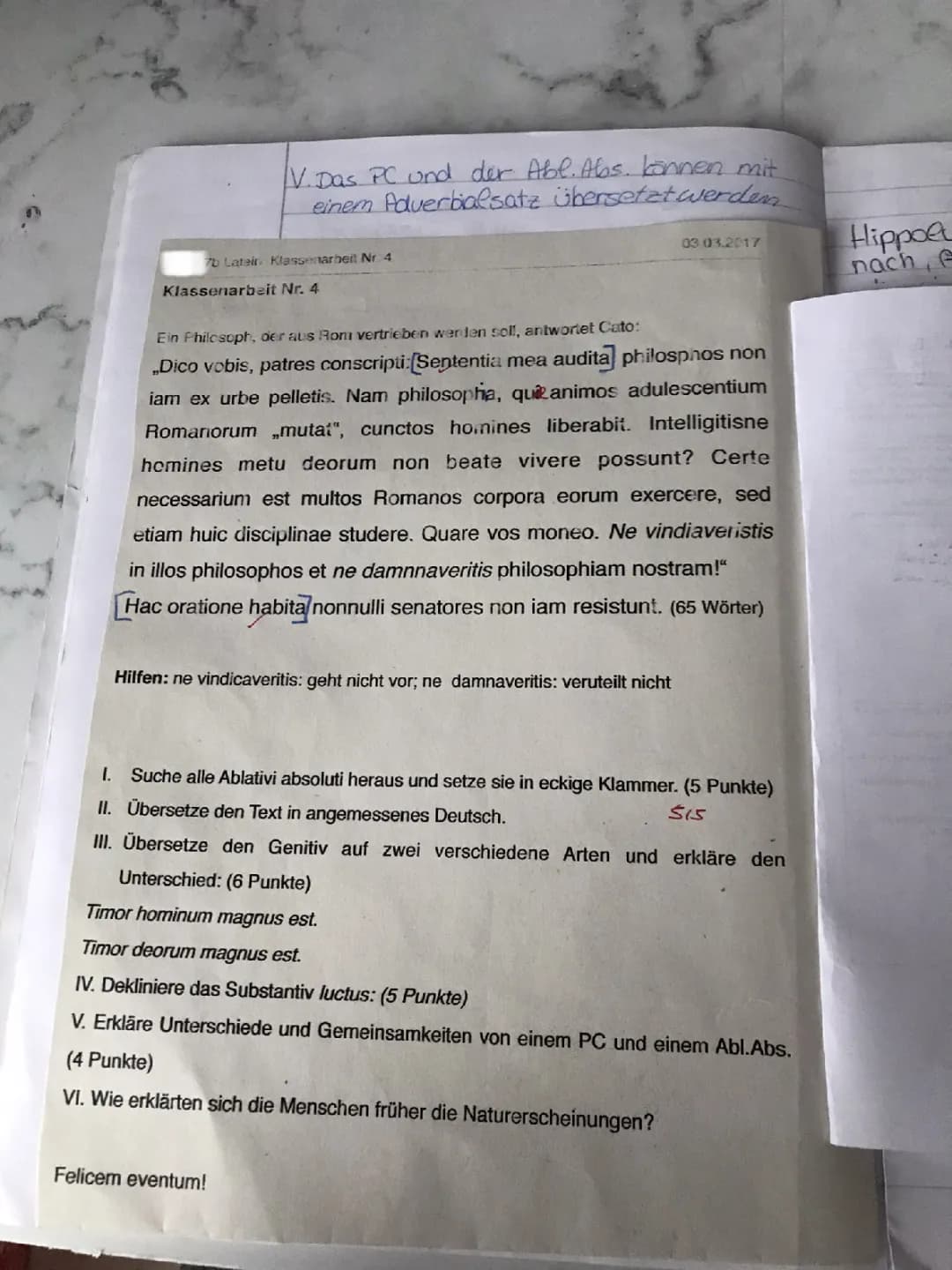 Latein: PC und Ablativus Absolutus Übungen für Schüler