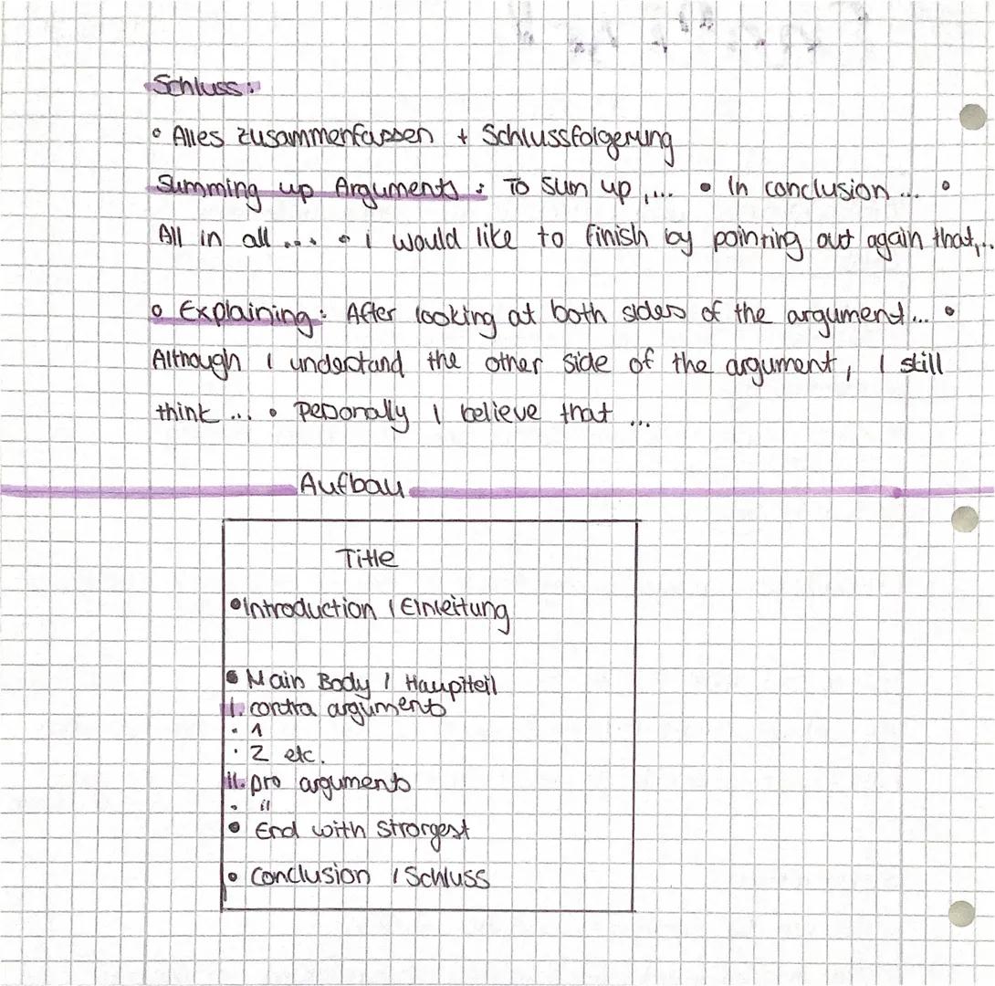 Englisch
Informationen und Hilfen für eine Argumentation
Step for Step:
1. Mache dich vertraut mit dem Thema und entelle
Notizen (Tabelle pr