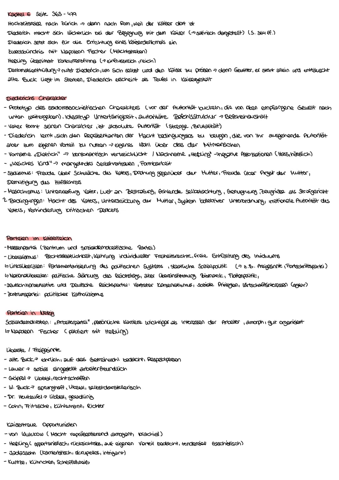 DER UNTERTAN
Inhaltsangabe
Kapitel 1 Seite 5-62
Diederichs Kindheit → Beziehung zu
Offenbarung erster Charakterzüge
Schulzeit
Studienzeit in