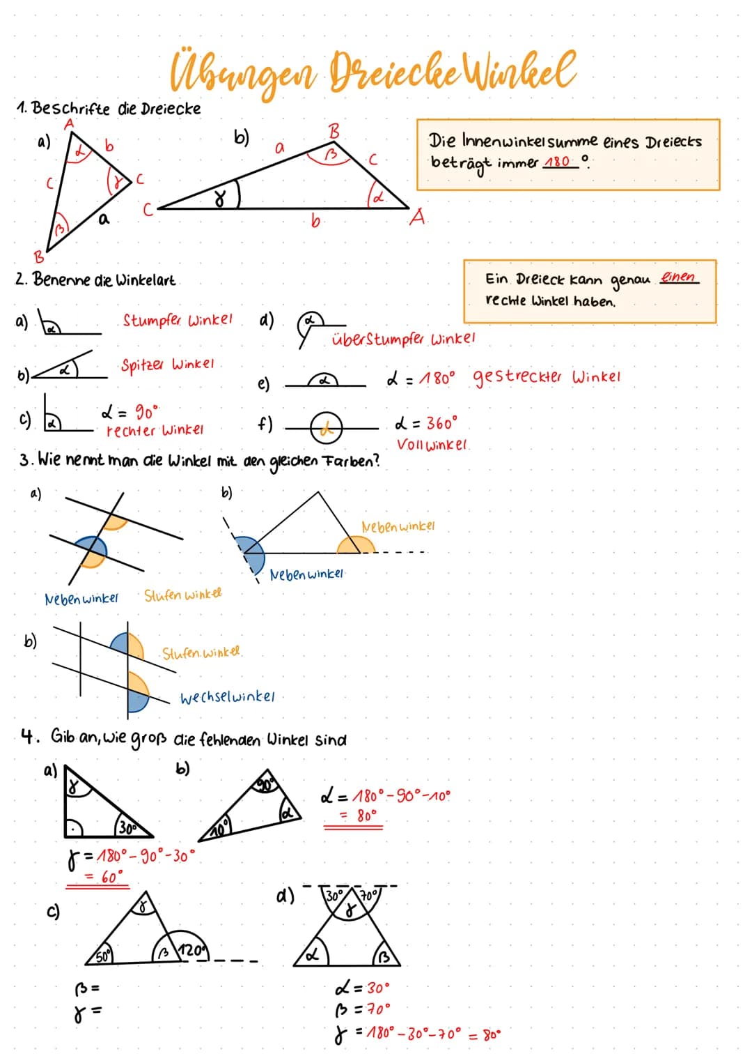1. Beschrifte die Dreiecke
B
2. Benenne die Winkelart.
Übungen Dreiecke Winkel
b)
b)
5 Spitzer Winkel
४
Stumpfer Winkel d)
j
L = 90°
rechter