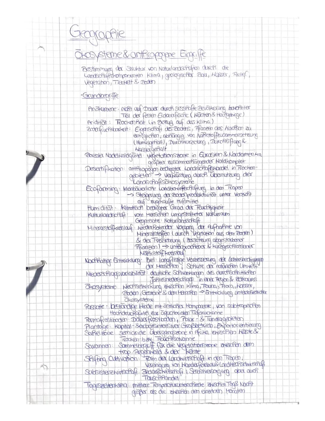 7
7
Geographie
Ökosysteme & anthropogene Eingriffe
Bestimmung der Struktur von Naturlandschaften durch die
Landschaftskomponenten Klima, geo