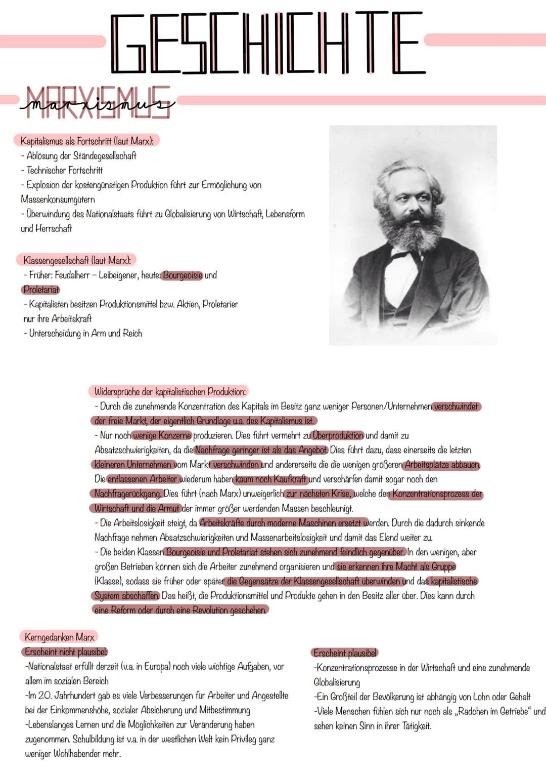 GESCHICHTE
татистика
Kapitalismus als Fortschritt (laut Marx):
- Ablösung der Ständegesellschaft
- Technischer Fortschritt
- Explosion der k