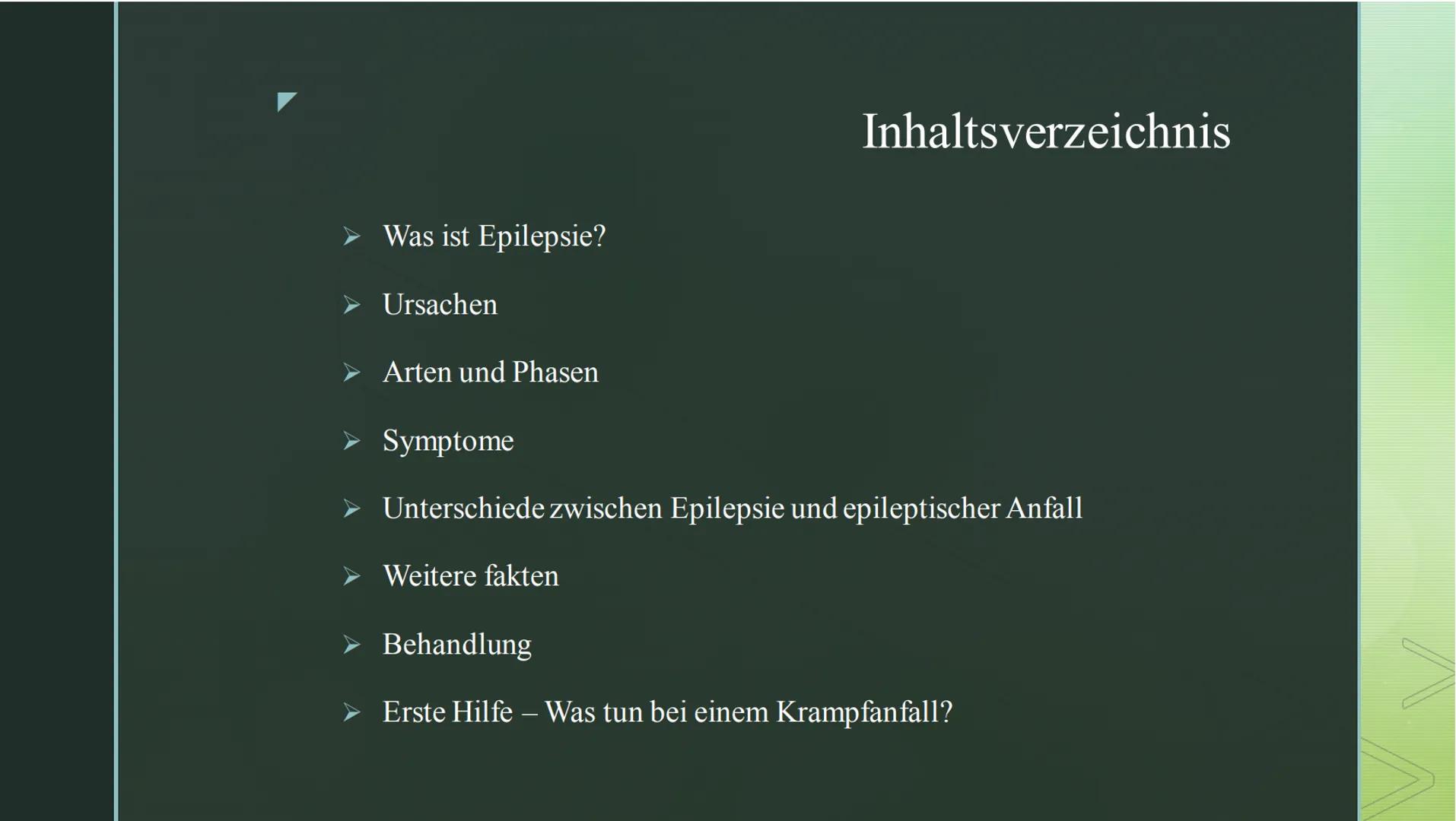 Epilepsie ➤ Was ist Epilepsie?
➤ Ursachen
Inhaltsverzeichnis
➤ Arten und Phasen
> Symptome
Unterschiede zwischen Epilepsie und epileptischer