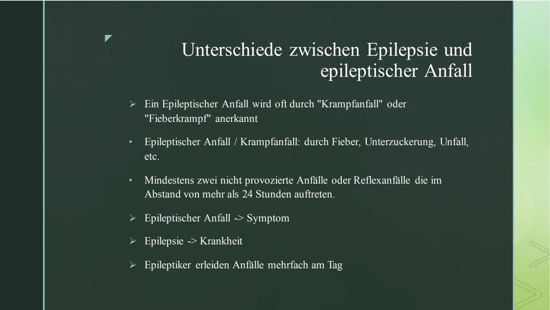 Epilepsie ➤ Was ist Epilepsie?
➤ Ursachen
Inhaltsverzeichnis
➤ Arten und Phasen
> Symptome
Unterschiede zwischen Epilepsie und epileptischer