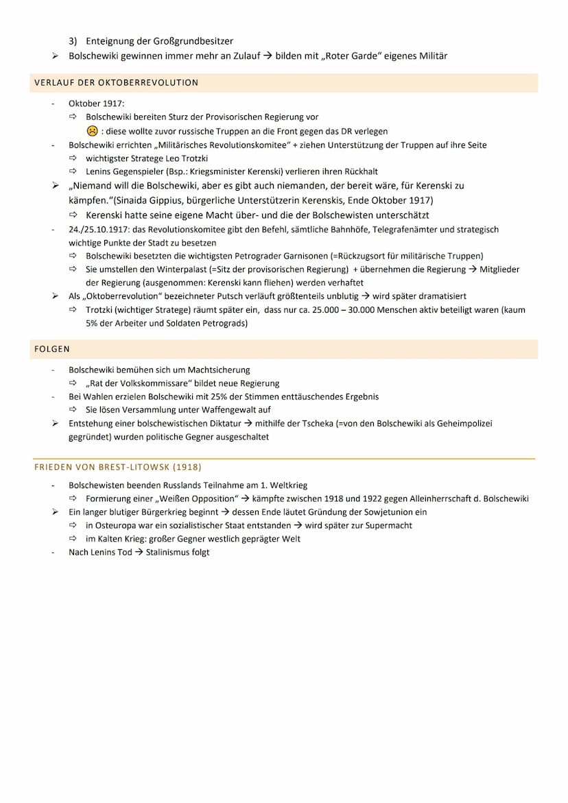ALLGEMEIN
leitete historische Wende ein
Folgen: blutiger Bürgerkrieg + Alleinherrschaft der kommunistischen Bolschewiki
Bolschewiki errichte