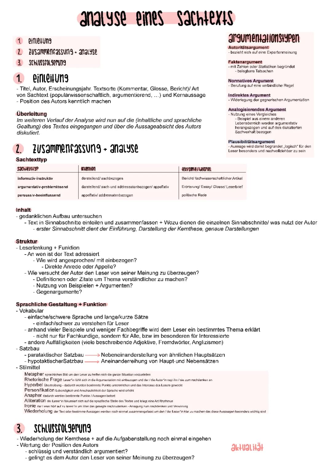 Analyse eines Sachtextes 