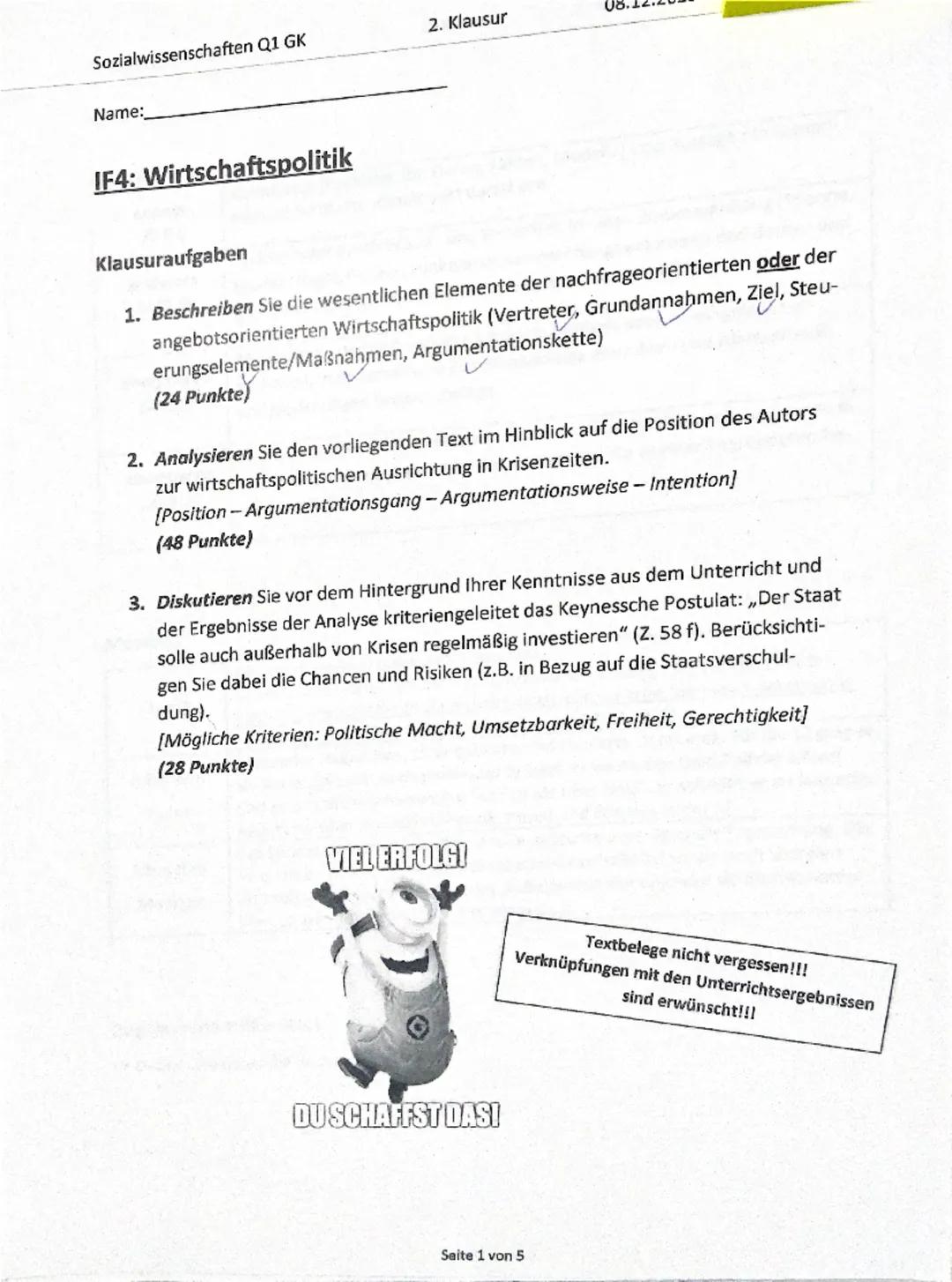 FABER-CASTELI
Textliner 46
Superfluorescent
Klausurthema:
Inhaltsfeld:
Textgrundlage:
Wirtschaftspolitik
IV: Wirtschaftspolitik
Mit Meister 