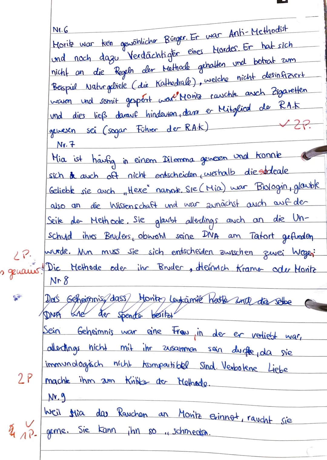 Lektüretest zu Juli Zehs Roman Corpus, Delicti
Name:
Datum: 12.01.2
1. Wie heißt Mias Verteidiger mit vollem Namen?
1 P.
2. Warum steht Mia 