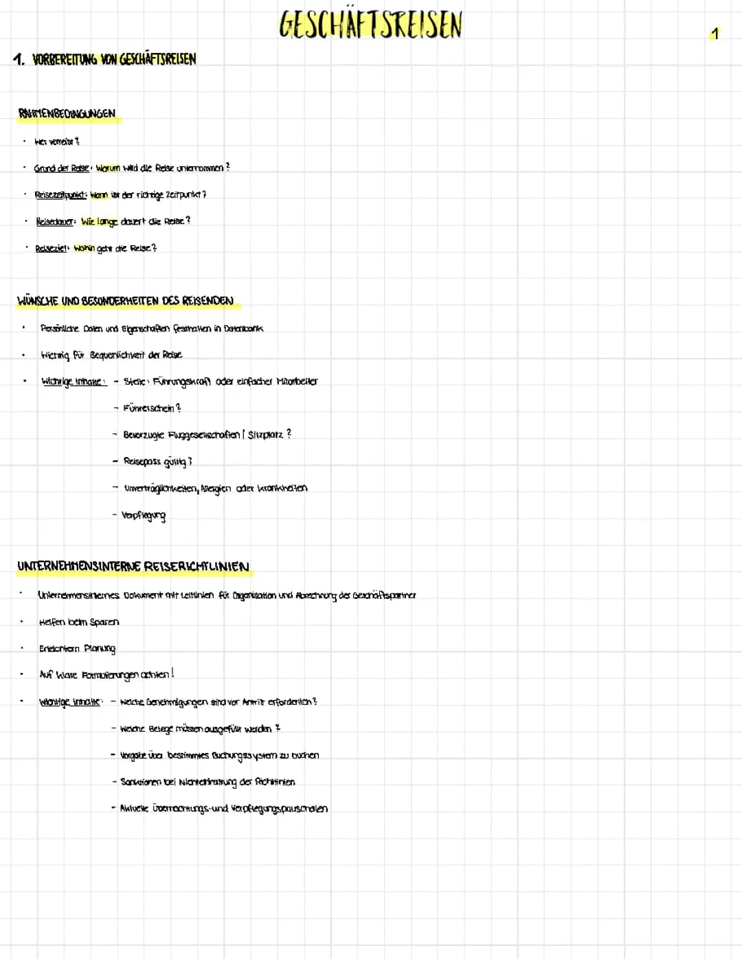 Geschäftsreisen Lernzettel // Kaufleute für Büromangement 3. LJ