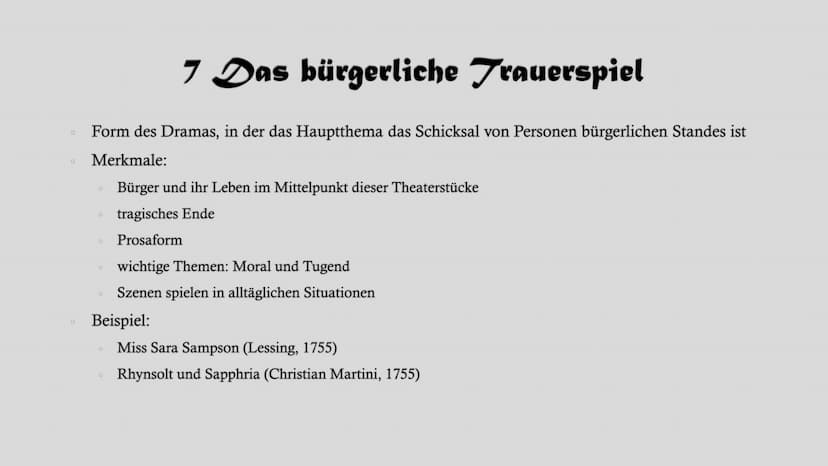 Dramentheorie Gliederung
1. Grundmerkmale des Dramas
2. Komödie
3. Tragödie
4. Theater-Wörterbuch
5. Die Geburt des Dramas - Das antike Thea