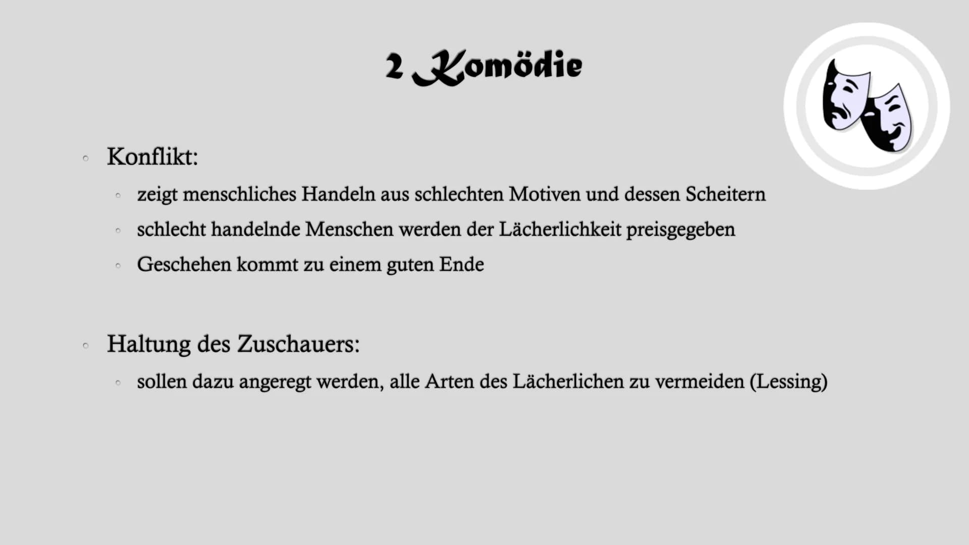 Dramentheorie Gliederung
1. Grundmerkmale des Dramas
2. Komödie
3. Tragödie
4. Theater-Wörterbuch
5. Die Geburt des Dramas - Das antike Thea