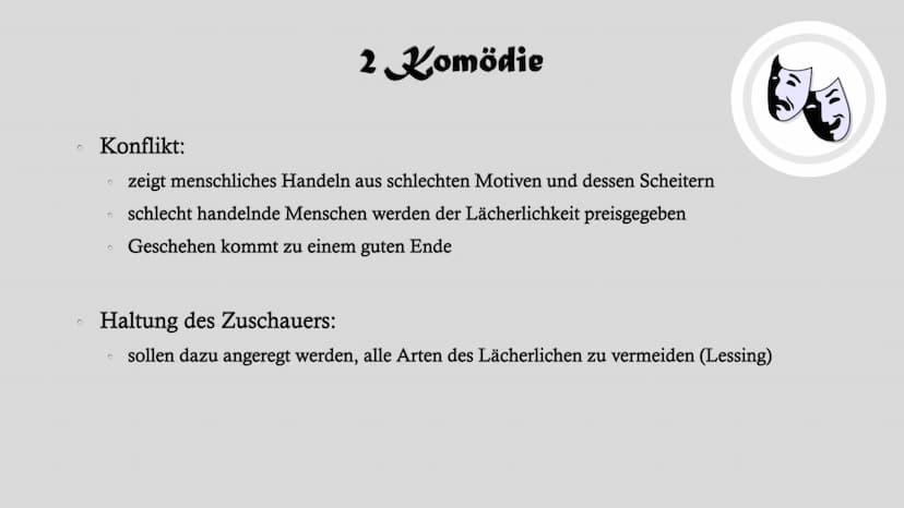 Dramentheorie Gliederung
1. Grundmerkmale des Dramas
2. Komödie
3. Tragödie
4. Theater-Wörterbuch
5. Die Geburt des Dramas - Das antike Thea