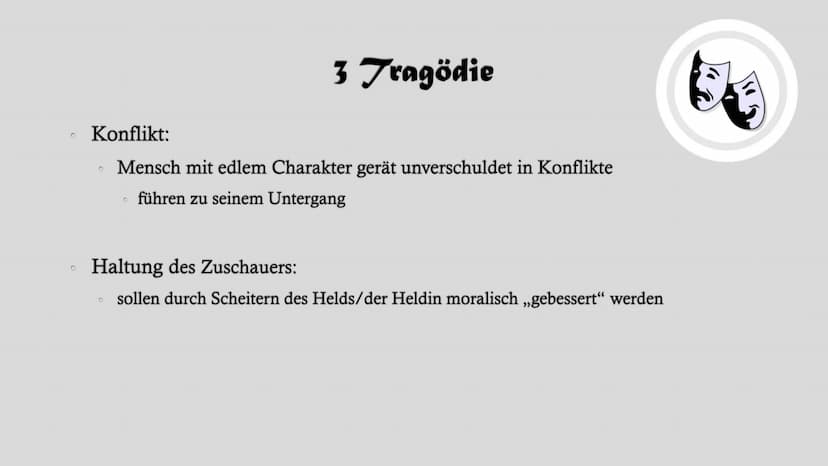 Dramentheorie Gliederung
1. Grundmerkmale des Dramas
2. Komödie
3. Tragödie
4. Theater-Wörterbuch
5. Die Geburt des Dramas - Das antike Thea