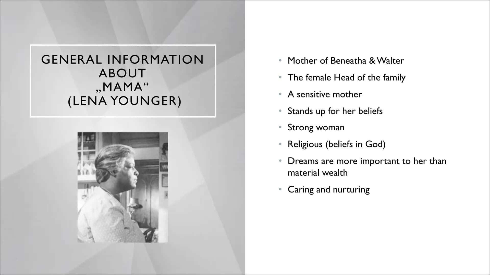 Celine, Caro & Julia
A RAISIN IN THE SUN
&
THE AMERICAN
DREAM A RAISIN IN THE SUN GENERAL INFORMATION
Author: Lorraine Hansberry
time of ori