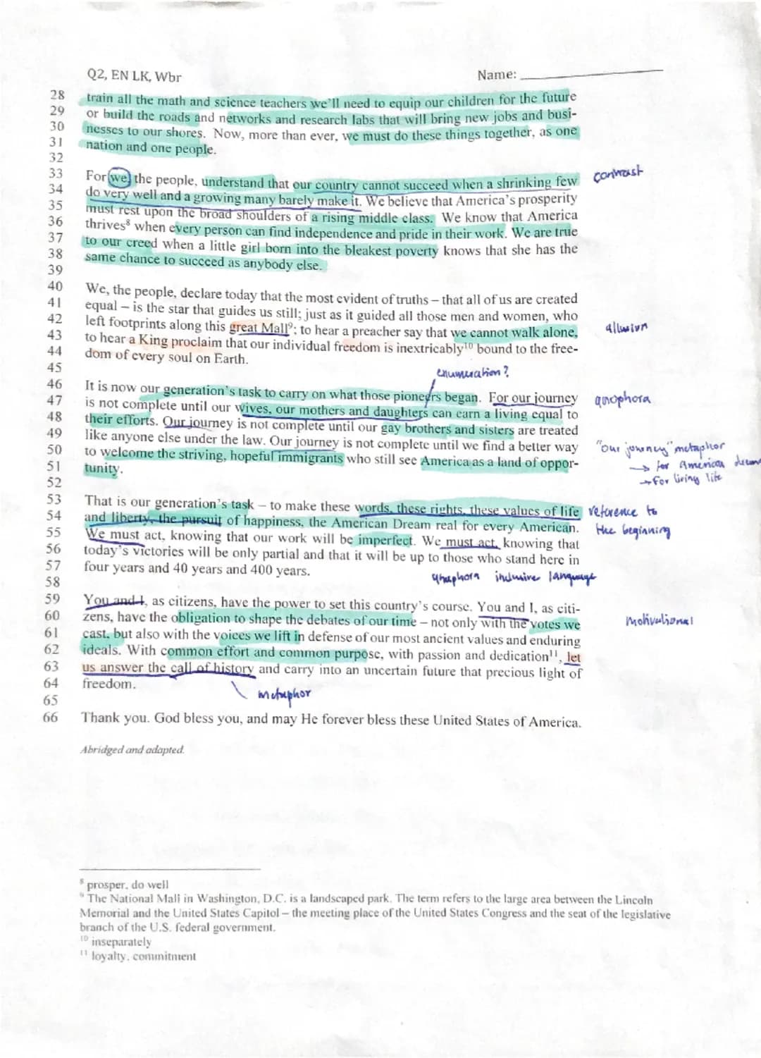Q2, EN LK, Wbr
Name: Katharina
Q2 LK exam #1 - Nations between tradition and change
History of the US and the American Dream
TASKS
1. Outlin