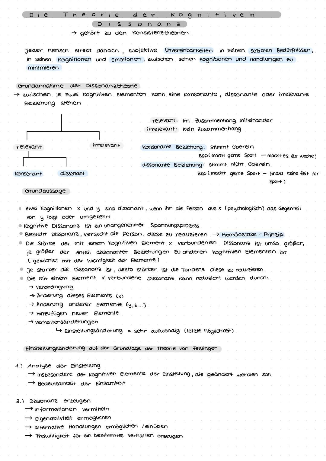 Einstellungen: kog. Bissonanz
KLAUSUR 2
wiederholung S oz. Einstellung
Merkmale:
Definition: AIS soziale Einstellung wird eine relativ dauer