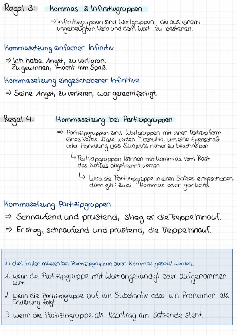 Regeln zur Kommasetzung
Regel 1: Kommasetzung bei Haupt- & Nebensätze
=> Kommas müssen verwendet werden, um Haupt- &
Nebensätze voneinander 