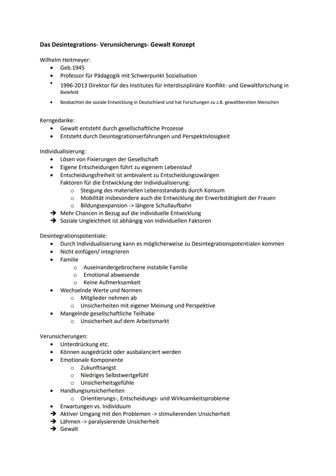 Das Desintegrations- Verunsicherungs- Gewalt Konzept
Wilhelm Heitmeyer:
● Geb.1945
Professor für Pädagogik mit Schwerpunkt Sozialisation
199