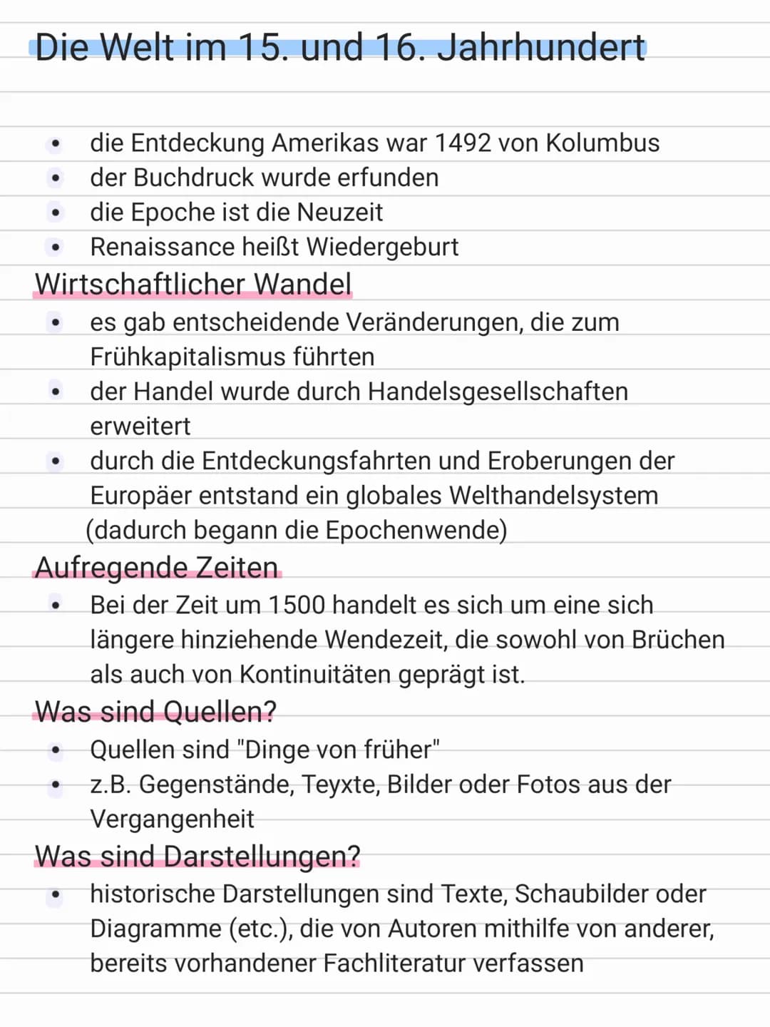 Die Welt im 15. und 16. Jahrhundert
●
●
●
Wirtschaftlicher Wandel
●
es gab entscheidende Veränderungen, die zum
Frühkapitalismus führten
der