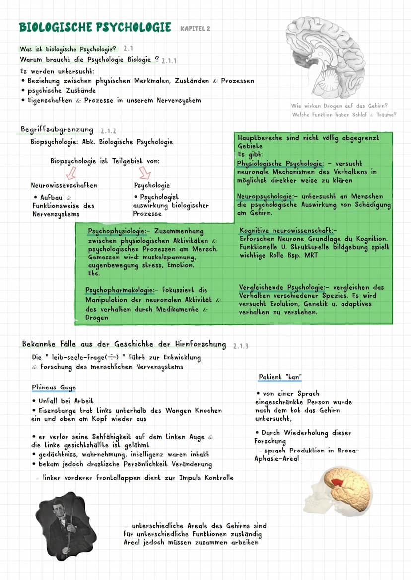 PSYCHOLOGIE BIOLOGISCHE PSYCHOLOGIE KAPITEL 2
Was ist biologische Psychologie? 2.1
Warum braucht die Psychologie Biologie ? 2.1.1
Es werden 