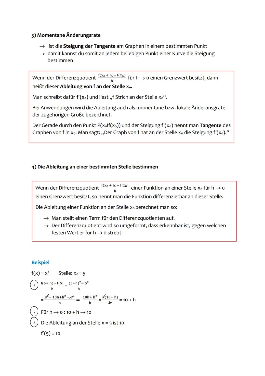 Matheklausur
Themen
1) Verschieben und Strecken von Graphen
2) Mittlere Änderungsrate - Differenzquotient
3) Momentane Änderungsrate
4) Die 
