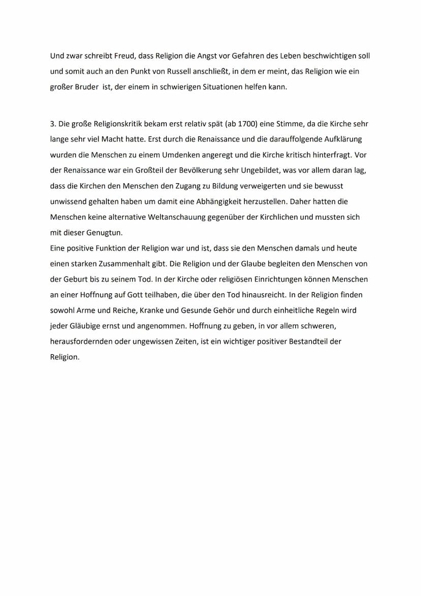 Hausarbeit Ethik
1. In seinem Text "Warum ich kein Christ bin" spricht Bertrand Russell, ein britischer
Philosoph, über Religionskritik. Die
