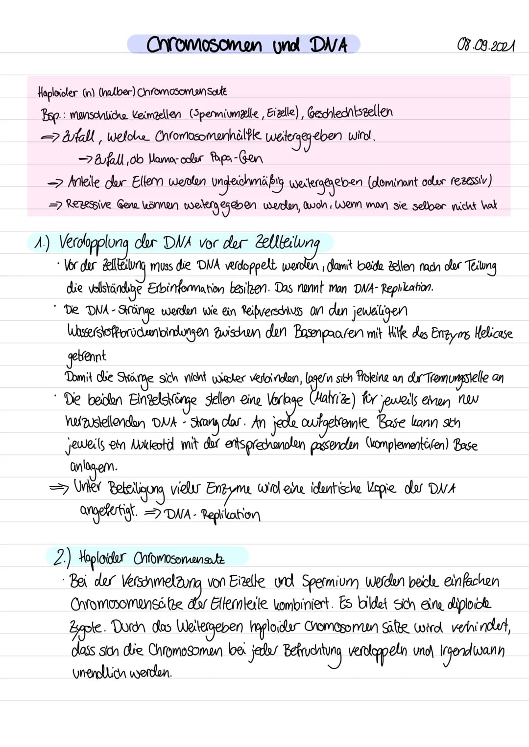 Aufbau der Chromosomen
bestehen aus DNA (kompakte Abschnitte, da DNA sehr lang -> muss geleit werden)
• enthalten Proteine (Histone) /DNA/RN