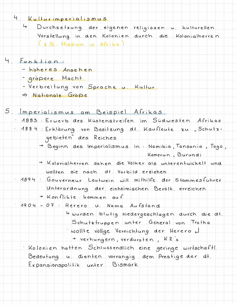 Hochimperialismus zum
Krieg der Industriegesellschaft.
Merkmale, Motive, Ziele,
Funktion
des Imperialismus am Beispiel Afrikas
e
✓
e
Merkmal