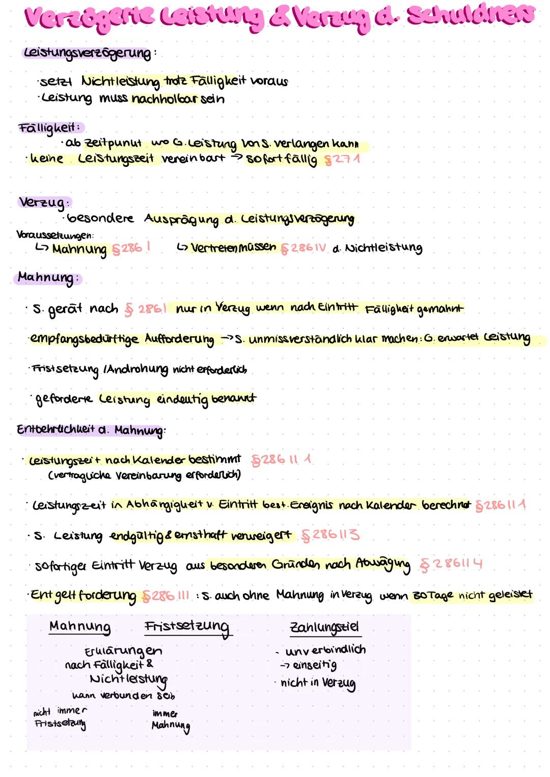 Leistungspflichten
Leistung erbringen
- rechtzeitig
-wie vereinbart,
-heine Nebenpflichten verletzen
§242
nicht
↓
Unmöglichkeit d.
Leistung
