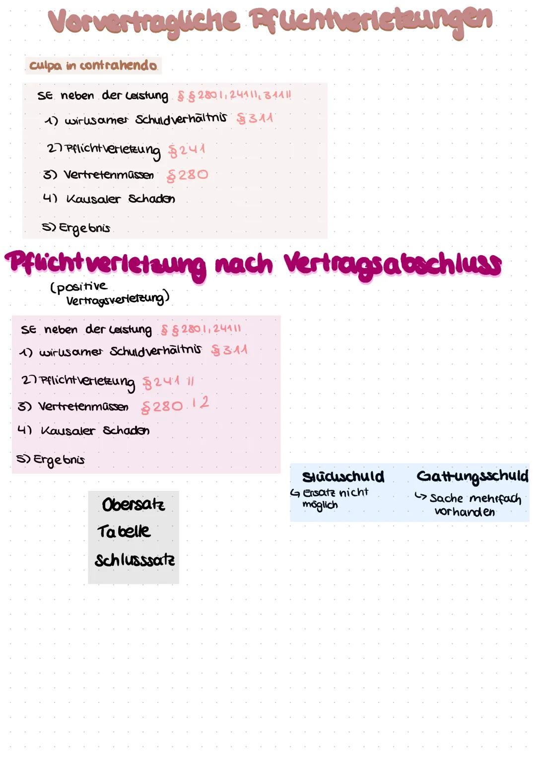 Leistungspflichten
Leistung erbringen
- rechtzeitig
-wie vereinbart,
-heine Nebenpflichten verletzen
§242
nicht
↓
Unmöglichkeit d.
Leistung
