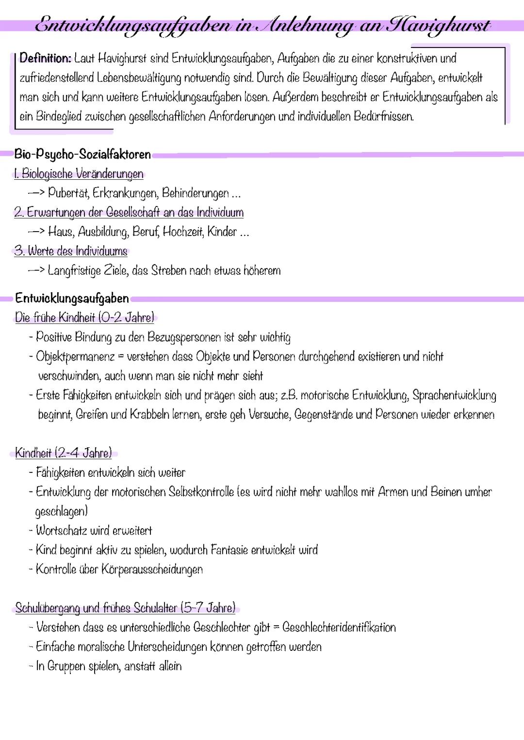 Entwicklungsaufgaben Havighurst