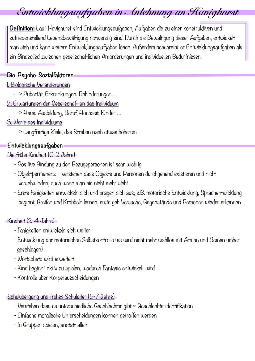 Entwicklungsaufgaben in Anlehnung an Havighurst
Definition: Laut Havighurst sind Entwicklungsaufgaben, Aufgaben die zu einer konstruktiven u