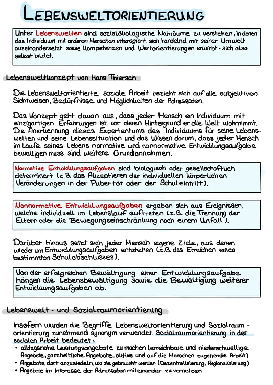 LEBENSWELTORIENTIERUNG
Unter Lebenswelten sind sozialökologische Nahräume zu verstehen, in denen
das Individuum mit anderen Menschen interag