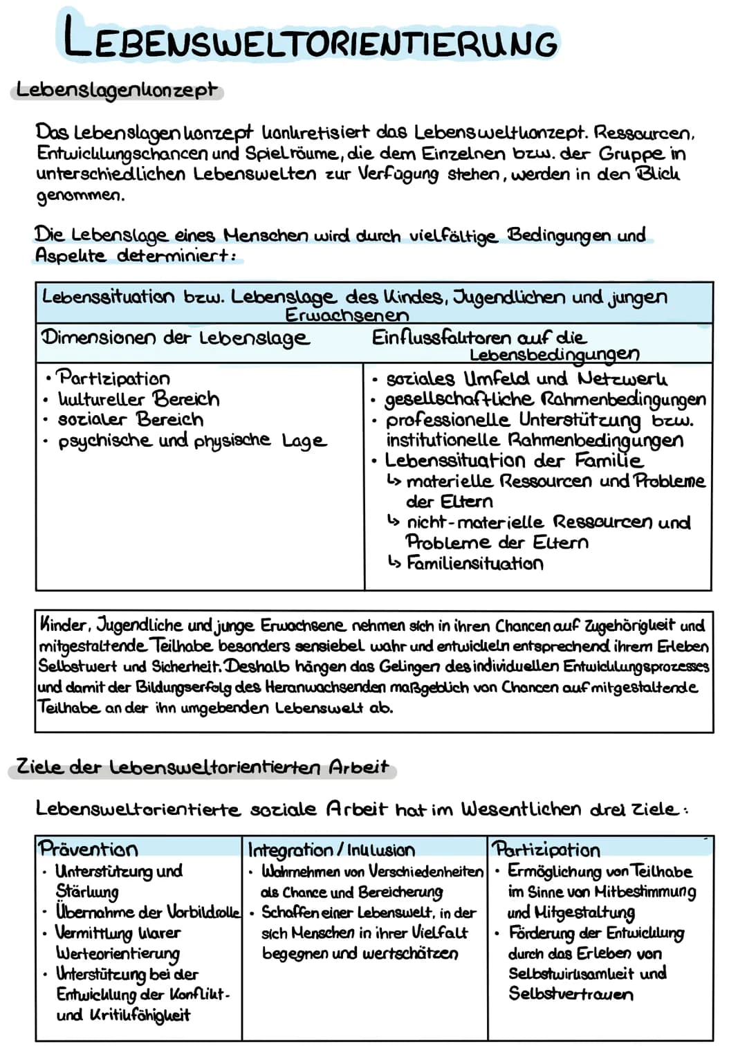 LEBENSWELTORIENTIERUNG
Unter Lebenswelten sind sozialökologische Nahräume zu verstehen, in denen
das Individuum mit anderen Menschen interag