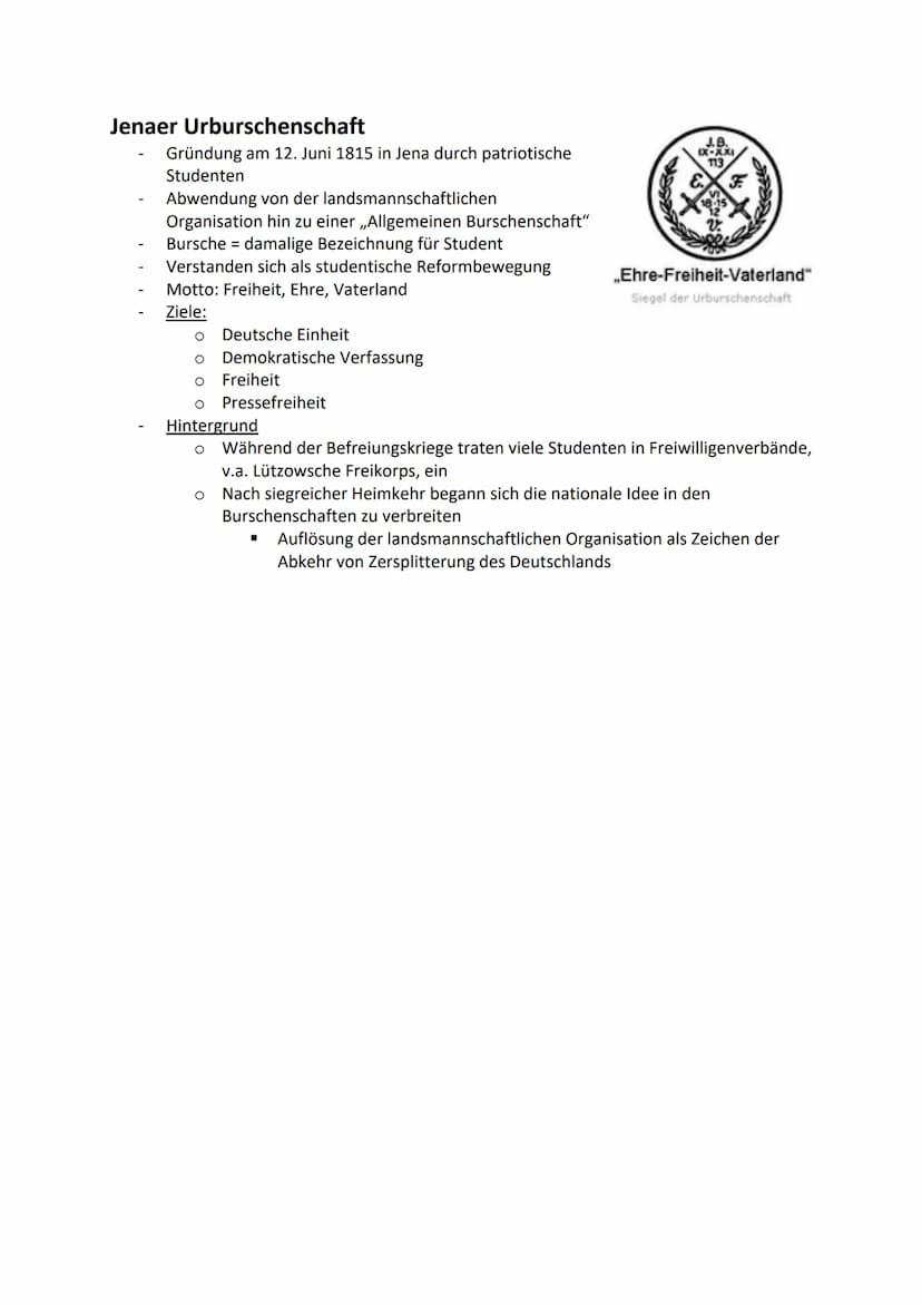 Nationalismus im 19. Jahrhundert - Vormärz und Revolution 1848
Heiliges Römisches Reich deutscher Nation
- kein Nationalstaat, kein Staat im