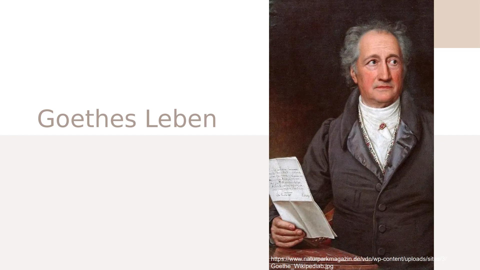 Goethes Leben
https://www.naturparkmagazin.de/vdn/wp-content/uploads/sites/3/
Goethe Wikipediab.jpg [Johann Wolfgang von
Goethe] gilt als ei