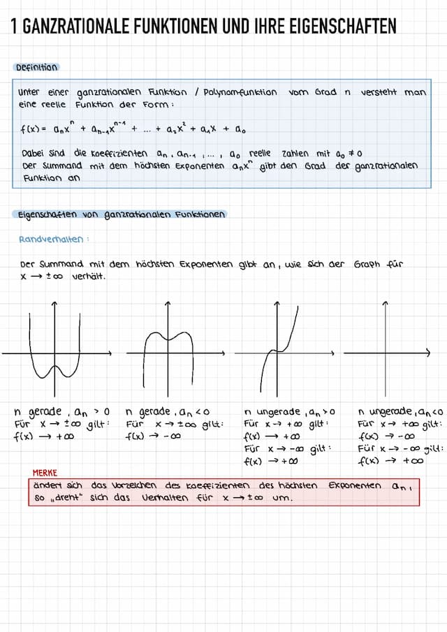 Know Ganzrationale Funktionen und ihre Eigenschaften  thumbnail