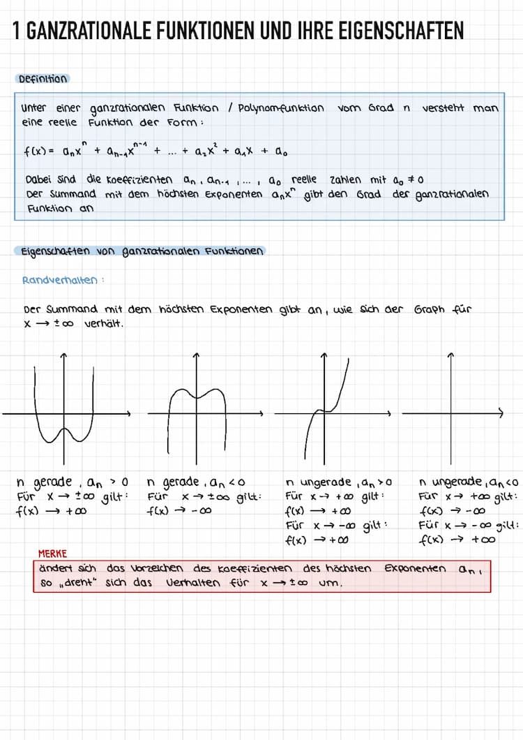 Know Ganzrationale Funktionen und ihre Eigenschaften  thumbnail