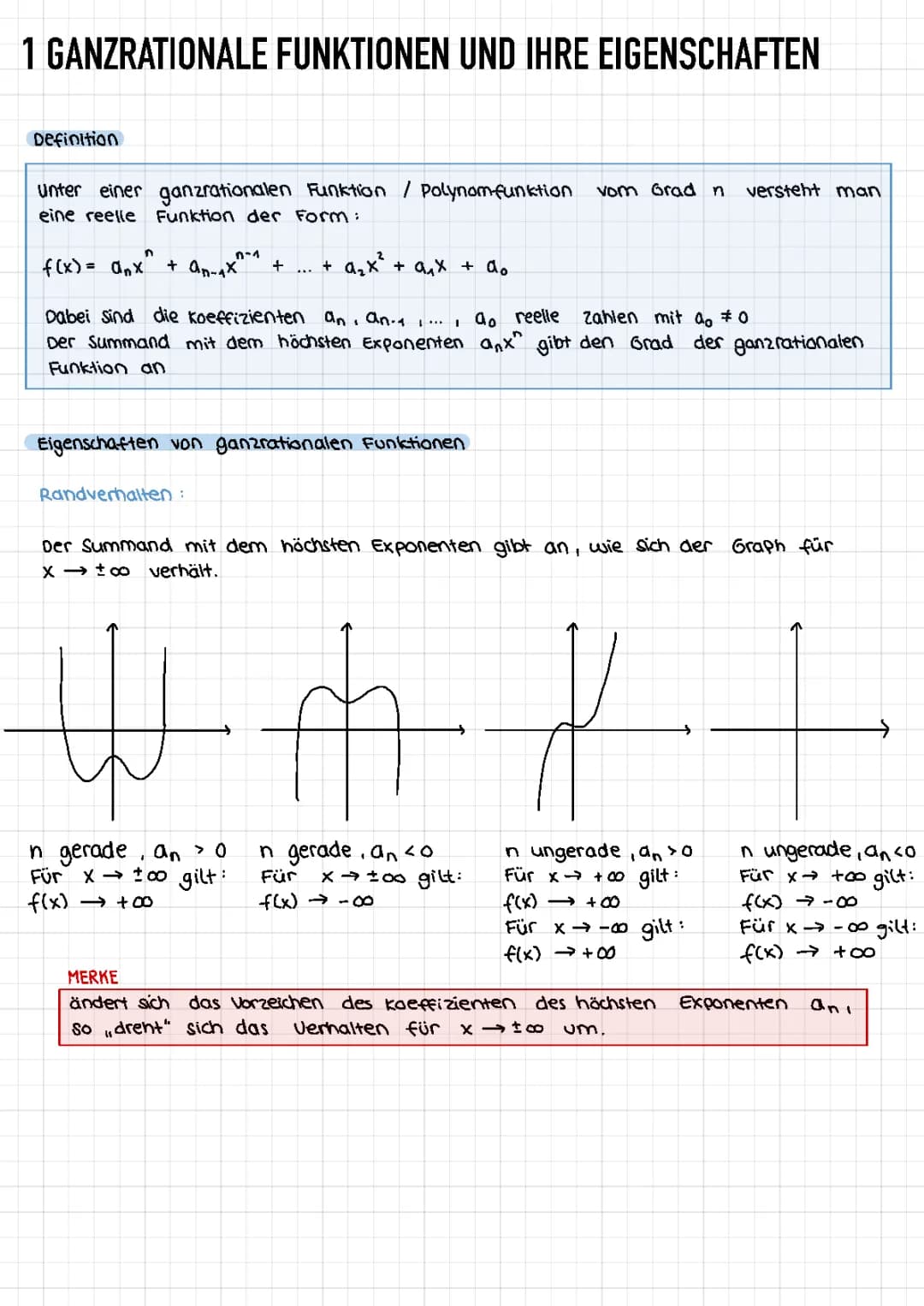 Ganzrationale Funktionen und ihre Eigenschaften 