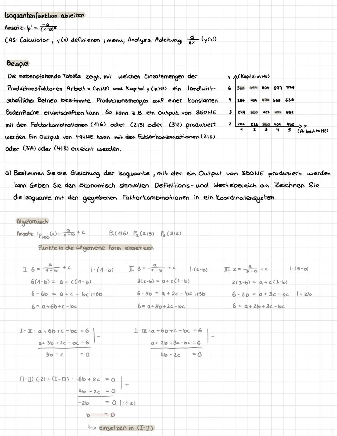 Minimal kosten kombination
Produktionsfaktoren (Input): Arbeit, Boden, kapital, Bildung
Produktionsmenge (Output)
Isoquante
Eine Isoquante i