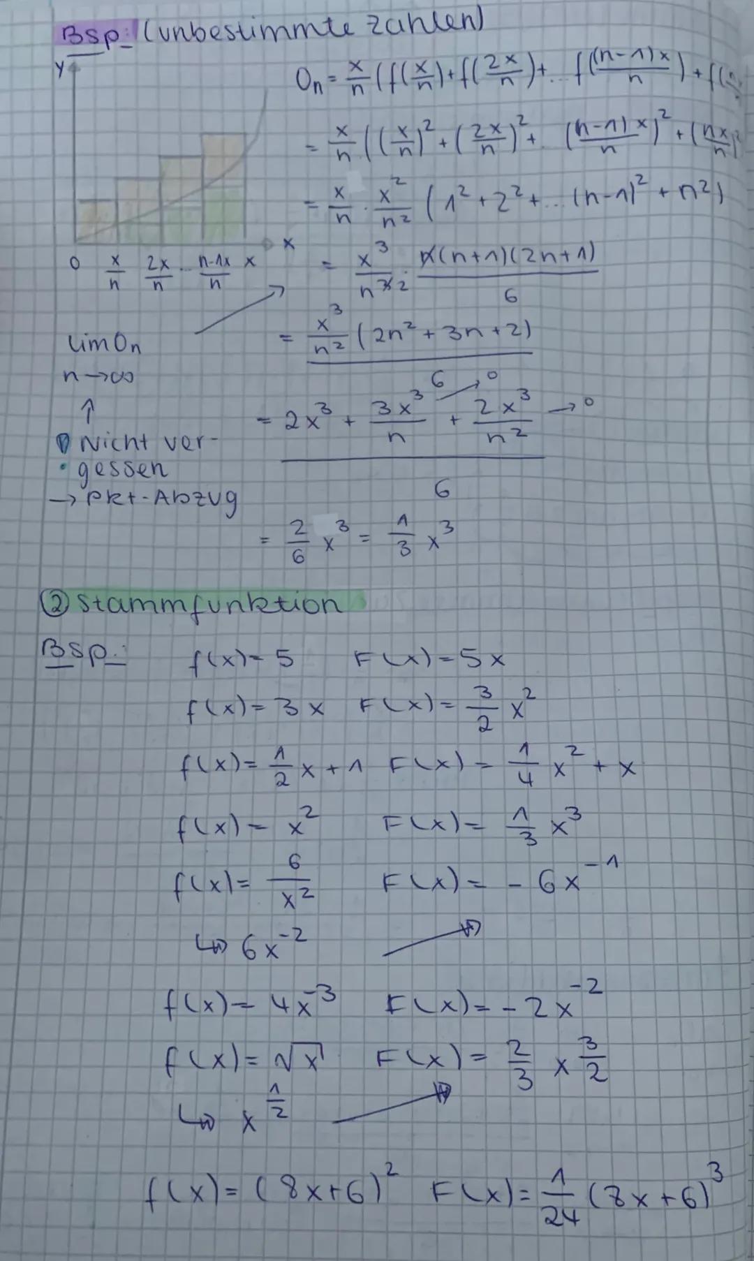 Mathe Lernzettel
Streifenmethode
0
Bsp.: (Bestimmte Zani)
2
f(x)=x²
A
U₂₁ = = = (f(0) + f ( ² ) + f ( ² ) + (( ² ) )
4. (0+16+4+261
9
7
32
X