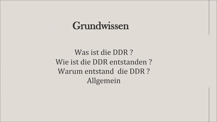 Leben, wohnen
und Konsum in
der DDR
Von Jana und Michelle Inhaltsverzeichnis
Grundwissen
Leben
Wohnen
Konsum Es lebe die
DEUTSCHE
DEMOKRATIS