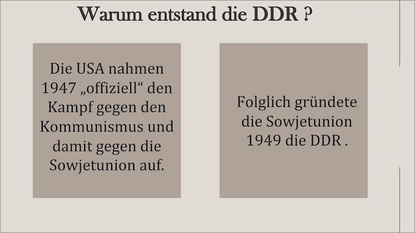 Leben, wohnen
und Konsum in
der DDR
Von Jana und Michelle Inhaltsverzeichnis
Grundwissen
Leben
Wohnen
Konsum Es lebe die
DEUTSCHE
DEMOKRATIS